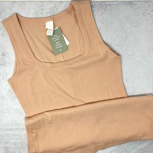 NWT H&M Pastel Orange Ribbed Knit Midi Dress Size L